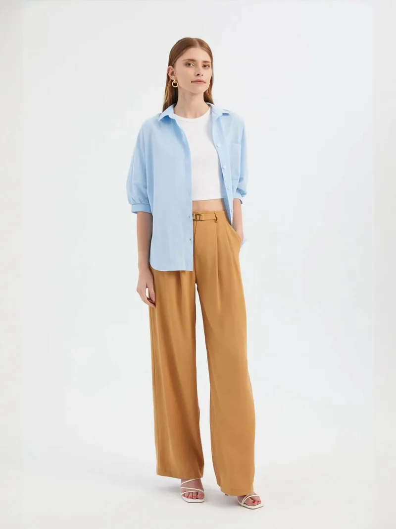 HICCUP  High Waist Pleated Wide Leg Trousers for Women | Best Price UAE