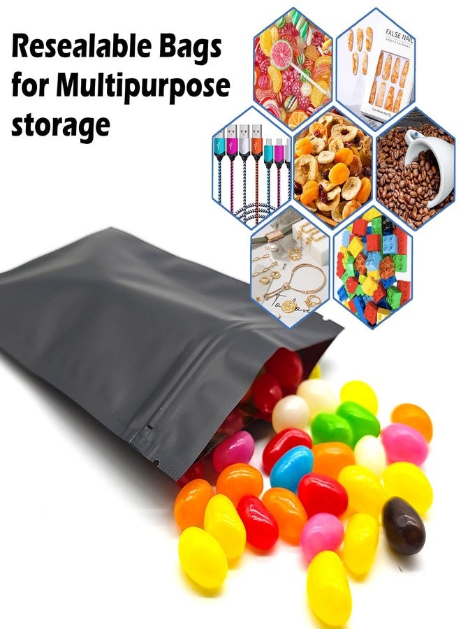 Arsmat 100 Pack Resealable Mylar Bag, Smell Proof Bags Resealable Packaging Supplies for Food Storage Small Business (Black, 4" X 6") - Image 5