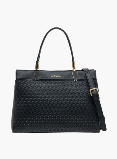 Le Confort Monogram Embossed Tote Bag with Detachable Strap and Zip Closure