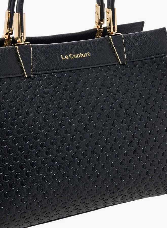 Le Confort Monogram Embossed Tote Bag with Detachable Strap and Zip Closure