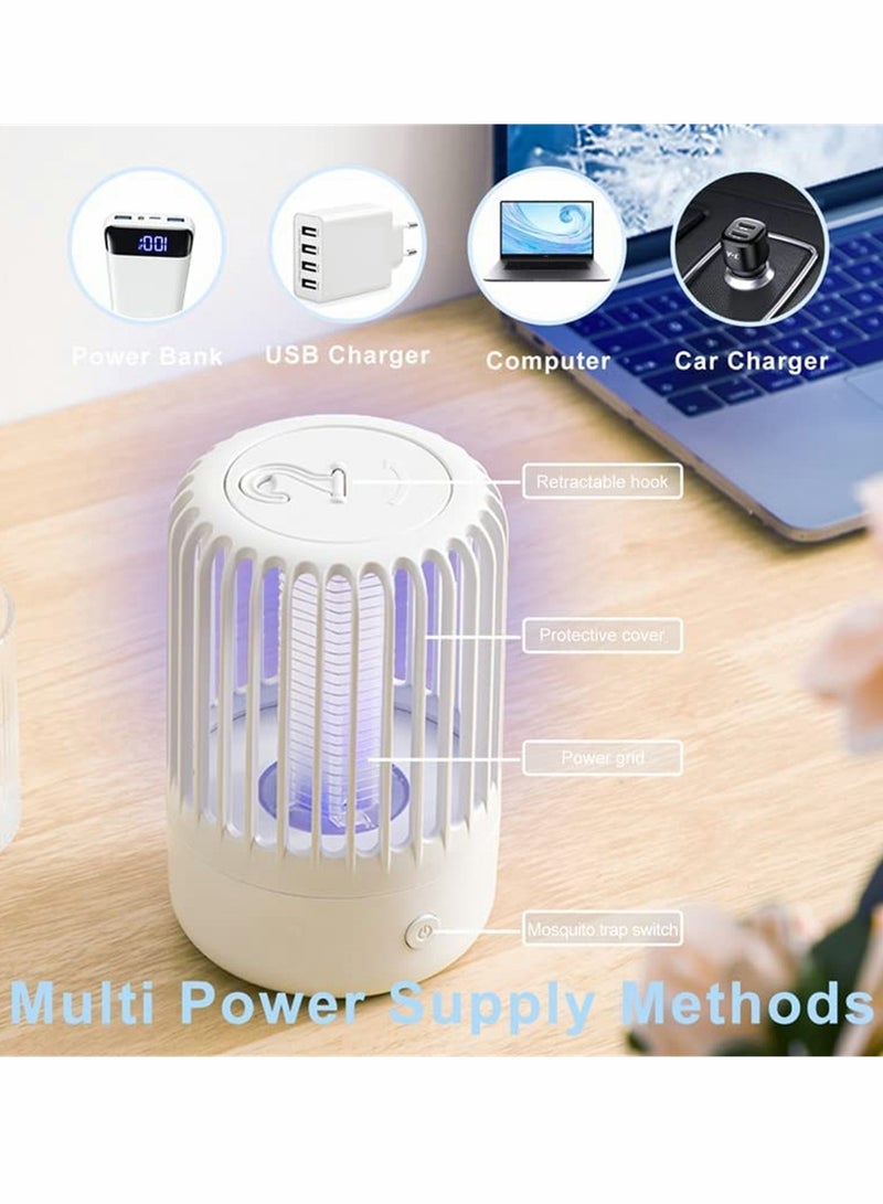 KASTWAVE مبيد حشرات داخلي وخارجي، مصباح قاتل للبعوض والذبابUSB قابل لإعادة الشحن محمول، فخ حشرات للسيطرة على الآفات، قاتل الحشرات للمنزل والمطبخ والفناء والتخييم (أبيض) - Image 2