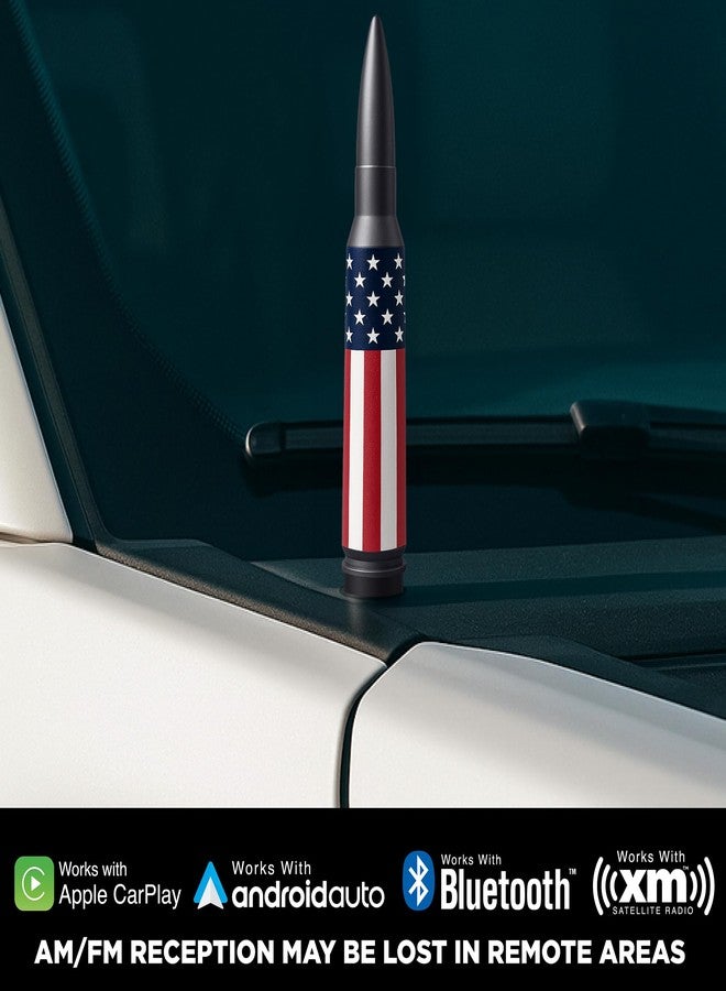 EcoAuto Bullet Antenna Replacement for Dodge Ram & Ford F150 F250 F350 Super Duty Ford Raptor Bronco Trucks - Anti-Theft Design - Radio Antenna for Truck 1990 - Current (American Flag) - Image 3