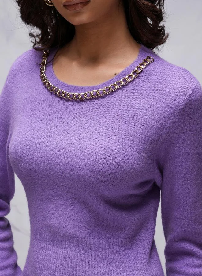 Tokyo Talkies Tokyo Talkies Chain Detail Round Neck Sweater