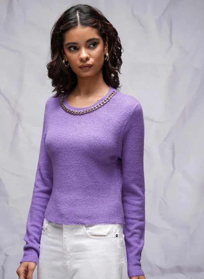 Tokyo Talkies Tokyo Talkies Chain Detail Round Neck Sweater