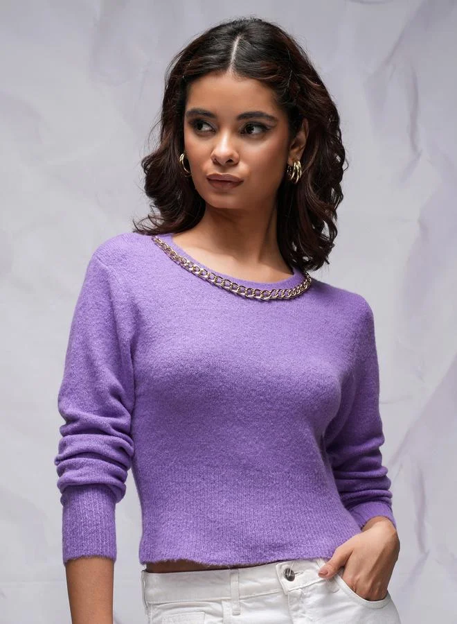 Tokyo Talkies Tokyo Talkies Chain Detail Round Neck Sweater