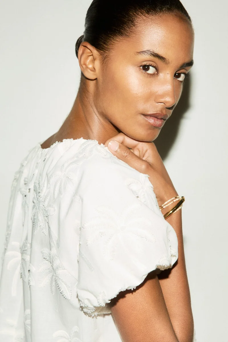 H&M Embroidered Tunic Dress