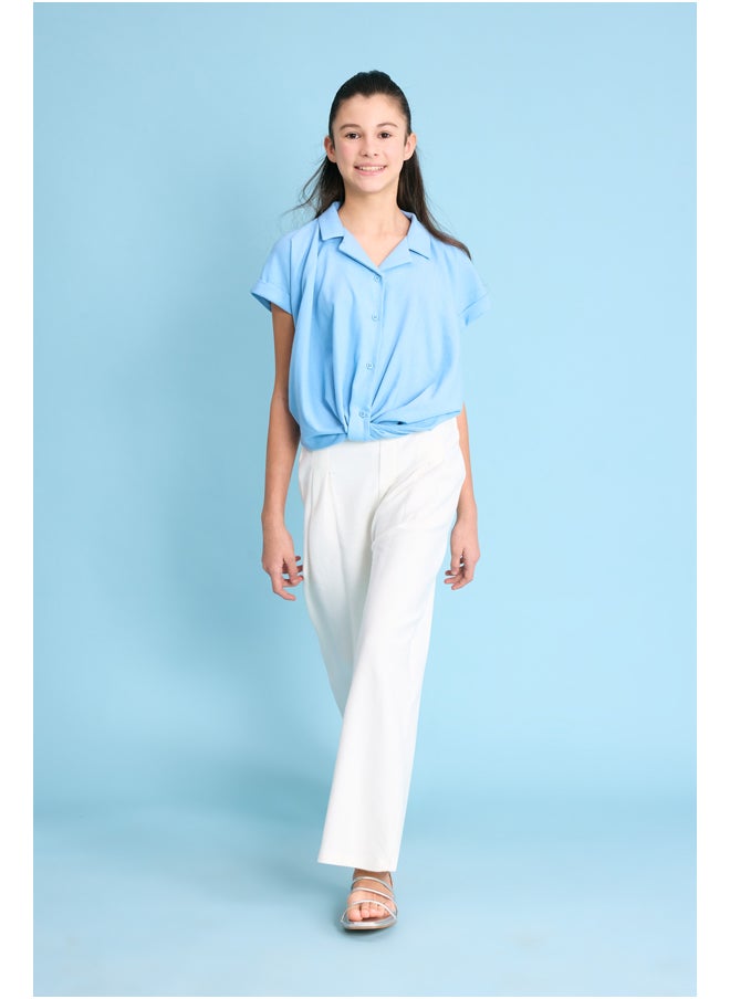 DeFacto - Girl Cropped Fit Woven Short Sleeve Shirt - Image 1