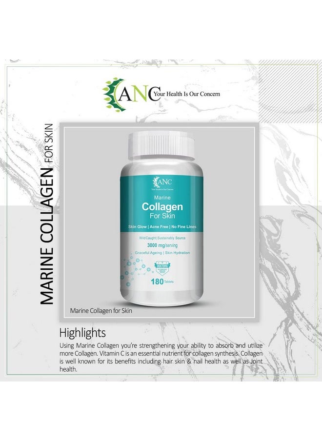 ANC Marine Collagen 3000Mg With Biotin & Vitamin C For Skin, Healthy Hair, Nails & Joints 180 Tablets (Pack Of 1)  - Image 2