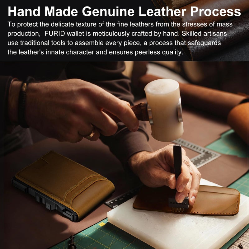 furid Genuine Leather Wallet for Men: Slim RFID Minimalist Wallets with Money Clip - Smart Pop Up Credit Card Holder for Front Pocket - Gifts for Husband Father on Birthday Anniversary - Image 4