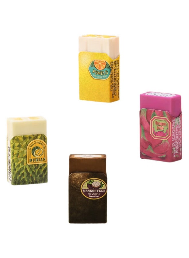 Plus Fruit Series Erasers For Clean Exams And Students, Cute Erasers For Art Use, Erx-0311Ns Eraser 4-Color Set - Image 2