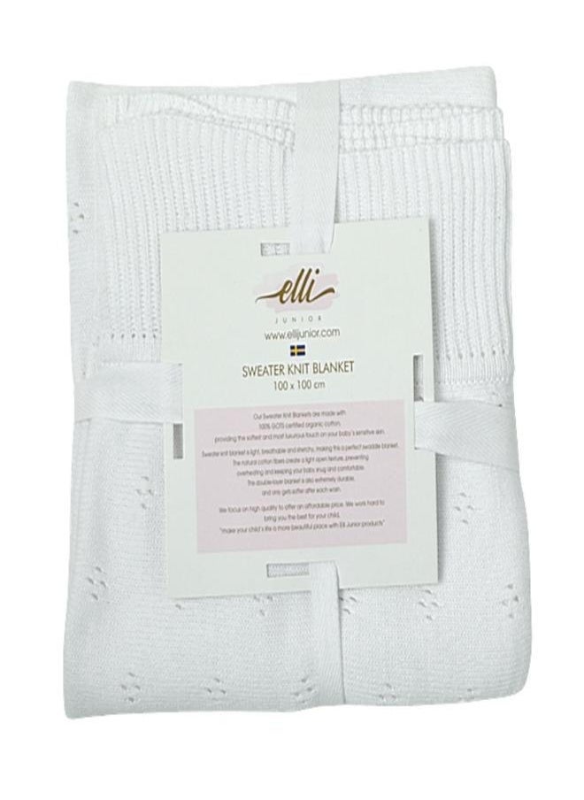 Elli Junior - Huge Knitted Blanket In Organic Cotton, White - Image 1