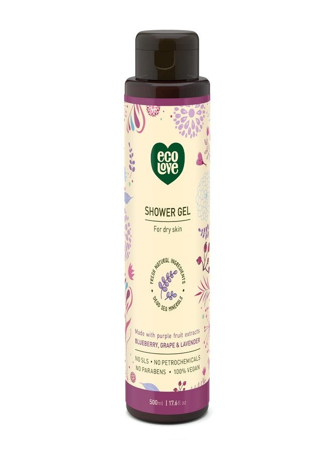 ecoLove - Natural Moisturizing Body Wash for Dry Skin - Organic Blueberry, Grape & Lavender - No SLS or Parabens - Vegan and Cruelty-Free Shower Gel, 17.6 oz - Image 1
