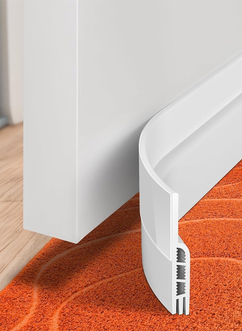 هومار كيت سدادة مسودة تحت الباب، ختم باب تجريد الطقس بطول 99 سم، مسح الجزء السفلي من الباب للأبواب الخارجية والداخلية، مانع نوافذ المرآب وعازل للضوضاء والغبار، أبيض - Image 1