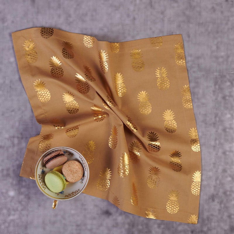 MJ Label 16*16" Pinapple Foil Print, Brown