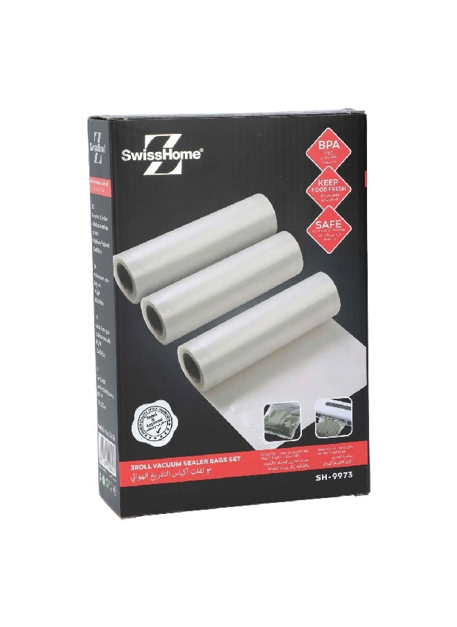SWISS HOME 3-Piece Vacuum Sealer Bag Set Clear 20 x 300 cm SH-9973  - Image 1