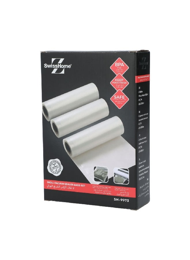 SWISS HOME 3-Piece Vacuum Sealer Bag Set Clear 20 x 300 cm SH-9973  - Image 2