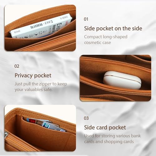 Lckaey Purse Organizer for Hermes birkin bag 25 Felt organizer insert Y013M Pull camelS - Image 3