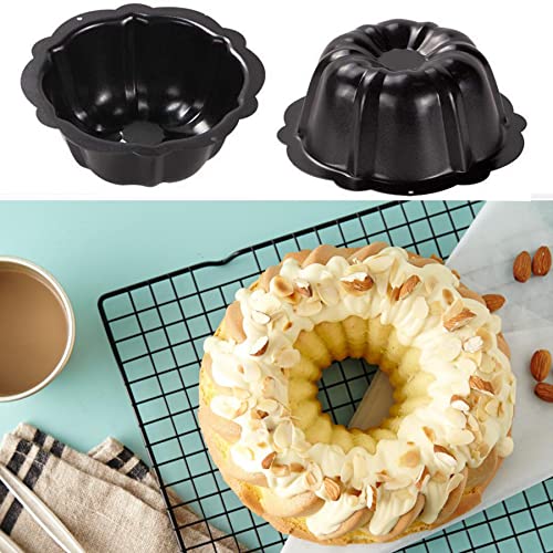 MGGi 4 Pack Mini Pie Pans, 5 inch Carbon Steel Reusable Nonstick Small Pie Plate Baking Dish, 8oz Ruffled Edge Individual Round Bakeware for Toaster Oven Air Fryer Insta Pot, for Cakes Tart Desserts - Image 3