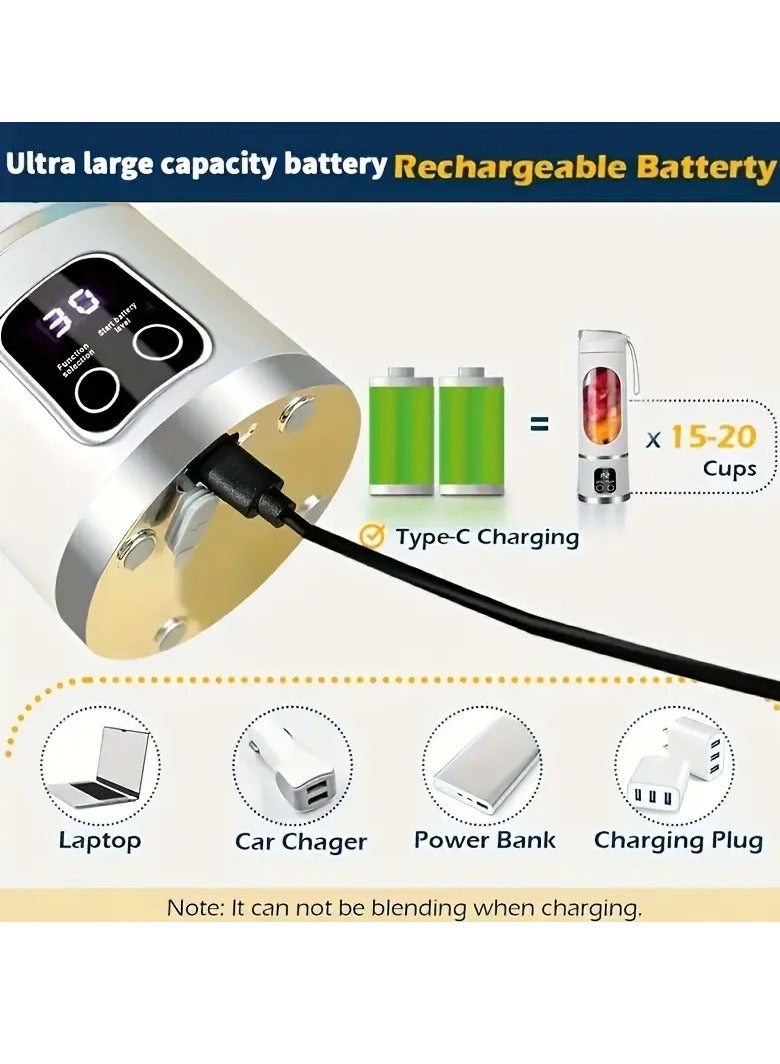 راكسوم كوب عصارة كهربائي آمن بمنفذ USB، خلاط عصير فواكه، خلاط عصير صغير محمول قابل لإعادة الشحن/مزج العصير وسحق الثلج، زجاجة مياه سوداء  - Image 3