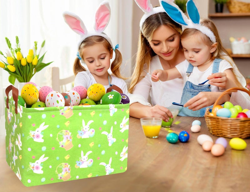 BOOHIT Large Easter Baskets for Kids Personalized Baby Girl Easter Basket Cute Teen Boy Spring Decor (Flower Basket Bunny Egg) - Image 3
