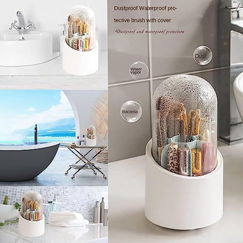 Arto 360°Rotating Dust-Proof 7 Compartment Multifunctional Organizer with Lid for Vanity, Home, Office, Study Table, Dressing Table Makeup Brush Holder, Stationary, Pen Storage Box Stand (Multicolor) - Image 5