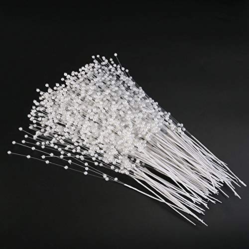 canjoyn 100 Stems Pearl Sticks Beading on Wire Stems for DIY Garland Bridal Wedding Pearl Bouquet Home Party Decor Craft (Golden) - Image 5