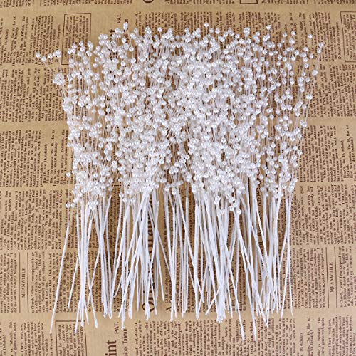 canjoyn 100 Stems Pearl Sticks Beading on Wire Stems for DIY Garland Bridal Wedding Pearl Bouquet Home Party Decor Craft (Golden) - Image 2