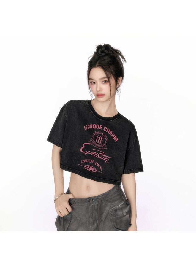 EPTISON Women's Short Sleeve T-shirt - Summer Sweet & Cool College Style Cotton American Letter Print Cute Crop Top - Image 4