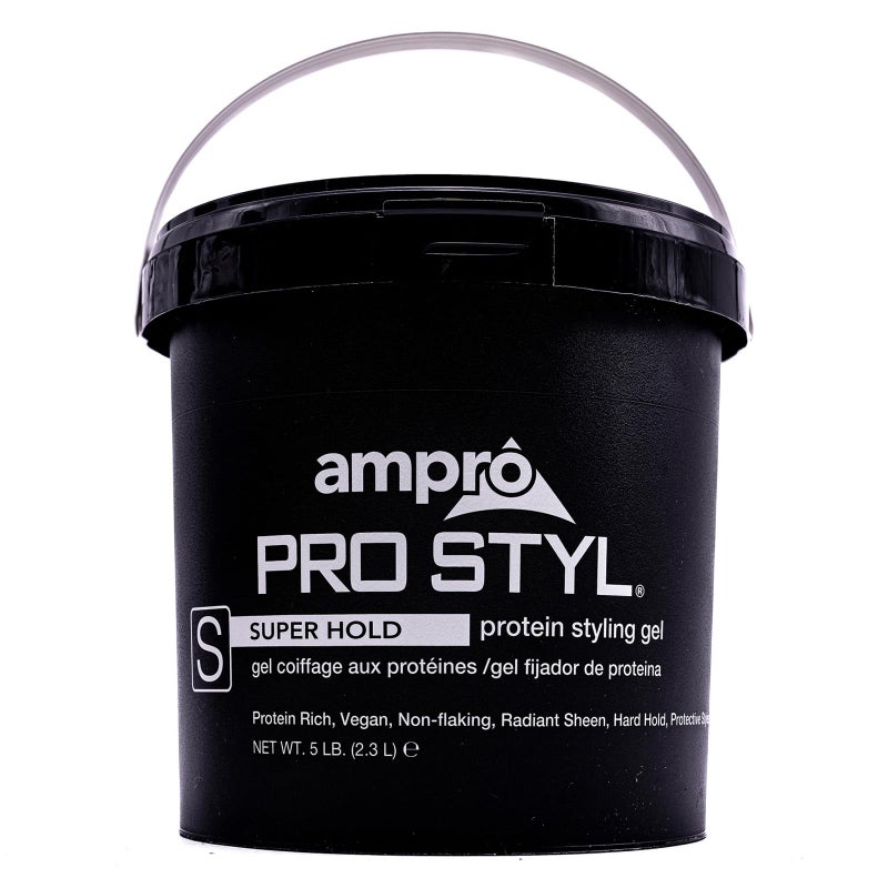 AmPro Pro Styl Styling Gel - Protects and Strengthens Your Strands - Non-Flaking, Alcohol Free, Vegan Formula - Flexible, Touchable Hold for All Hair Textures - Super Hold - 80 oz