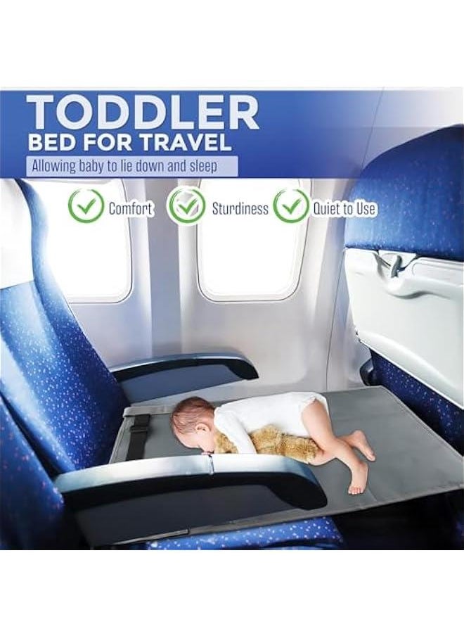 HOOKOR Kids Airplane Footrest, Portable Travel Foot/Leg Rest Hammock Toddler Bed Airplane Seat Extender Mat with Storage Pocket Fits Airplane Flights/High-Speed Rail Seat/Cars/Buses/Trains (Grey)  - Image 3