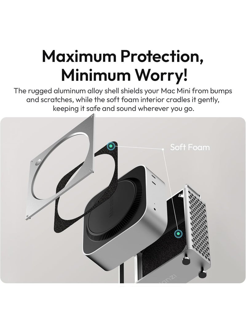 يولانزي حامل وحافظة Ulanzi QT01 من الألمنيوم لجهاز Mac Mini M4/M4 Pro 2024 – تثبيت مغناطيسي، حماية قوية، تهوية محسنة وزر تشغيل سريع - Image 4