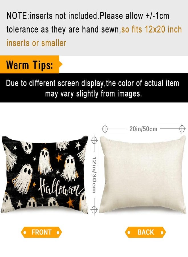RABUSOFA Halloween Throw Pillow Covers 12x20 Inch,Ghost Decor Star Outdoor Lumbar Cushion Case Decoration for Home Sofa Couch Black (Black, 20" x 12" (Pack of 1)) - Image 3