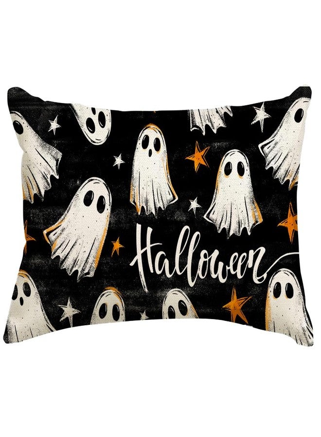 RABUSOFA Halloween Throw Pillow Covers 12x20 Inch,Ghost Decor Star Outdoor Lumbar Cushion Case Decoration for Home Sofa Couch Black (Black, 20" x 12" (Pack of 1)) - Image 1