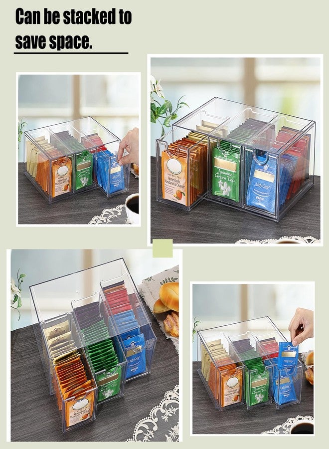 ELLDOO 3 Drawers Tea Bag Organizer Box, Clear Acrylic Stackable Tea Bag Storage Holder for Kitchen Pantry, Coffee Pod Snack Storage for Countertop Cabinet - Image 3