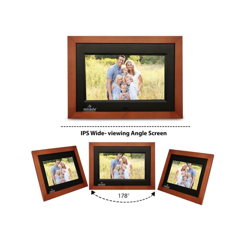 miracle digital 7''(17.8) IPS Wooden Digital Photo Frame with High Def Screen,USB DiskCard, RemotePhotos SlideShow,Video Audio, Support SD Built in 8GB Memory & 2GB RAM 180°Wide Angle Viewing(Dark) - Image 3