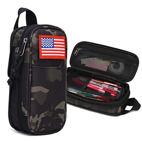 ATRIPACK Pencil Case Big Capacity High Large Storage Tactical Small Tool Pouch Bag Marker Pen Case Stationery Bag Travel Holder School College Office Organizer for Kids Men Women Adult Teens (Camo-Black) - Image 1