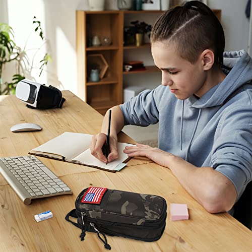ATRIPACK Pencil Case Big Capacity High Large Storage Tactical Small Tool Pouch Bag Marker Pen Case Stationery Bag Travel Holder School College Office Organizer for Kids Men Women Adult Teens (Camo-Black) - Image 2