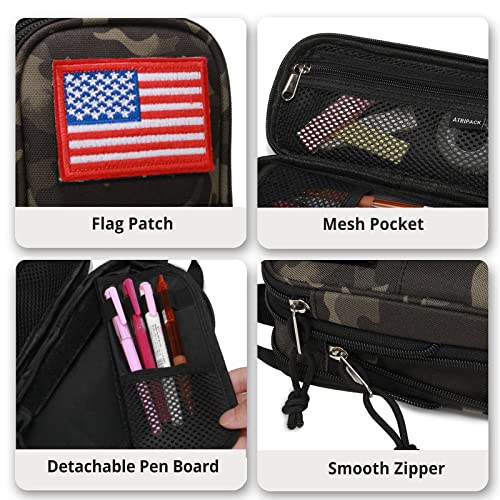 ATRIPACK Pencil Case Big Capacity High Large Storage Tactical Small Tool Pouch Bag Marker Pen Case Stationery Bag Travel Holder School College Office Organizer for Kids Men Women Adult Teens (Camo-Black) - Image 5