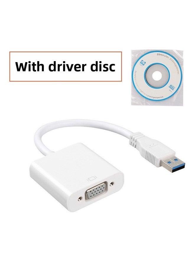 Usb To Vga Adapter Cable Driverless Notebook Computer Converter High Definition 3.0 Digital Computer Accessories-Color:White With CD 1255 - Image 1