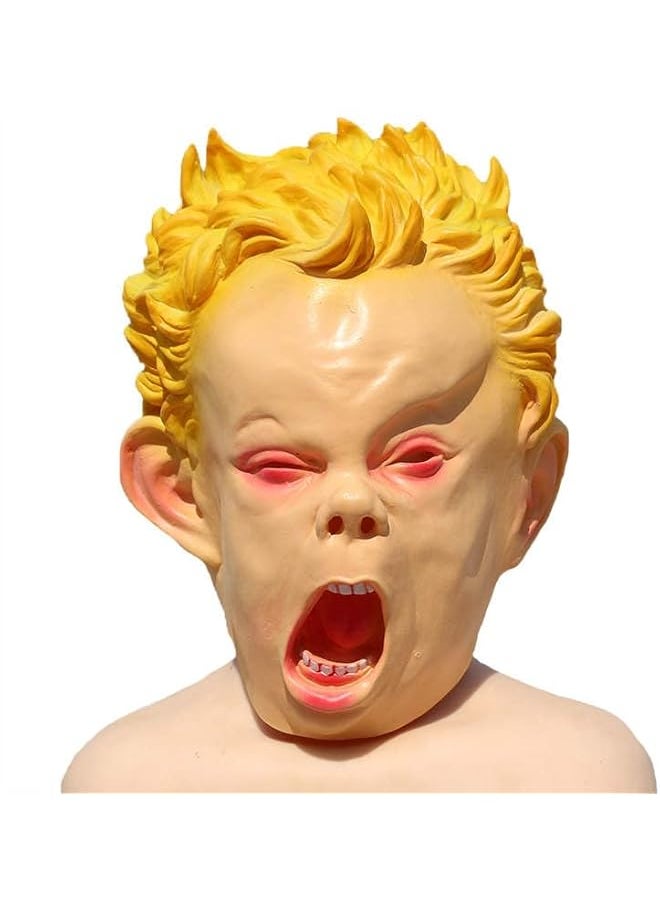 The Bros Latex Party Mask Realistic Human Face Funny Crying Baby Joker Scary Masquerade Mask For Adult (wash it befor using)  - Image 1