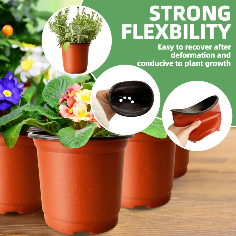 Baaxxango 200 Pcs Plastic Nursery Pots 4 Inch Seedling Starting Pot With Holes Flower Plant Container For Succulent Seed Cuttings Transplanting - Image 3