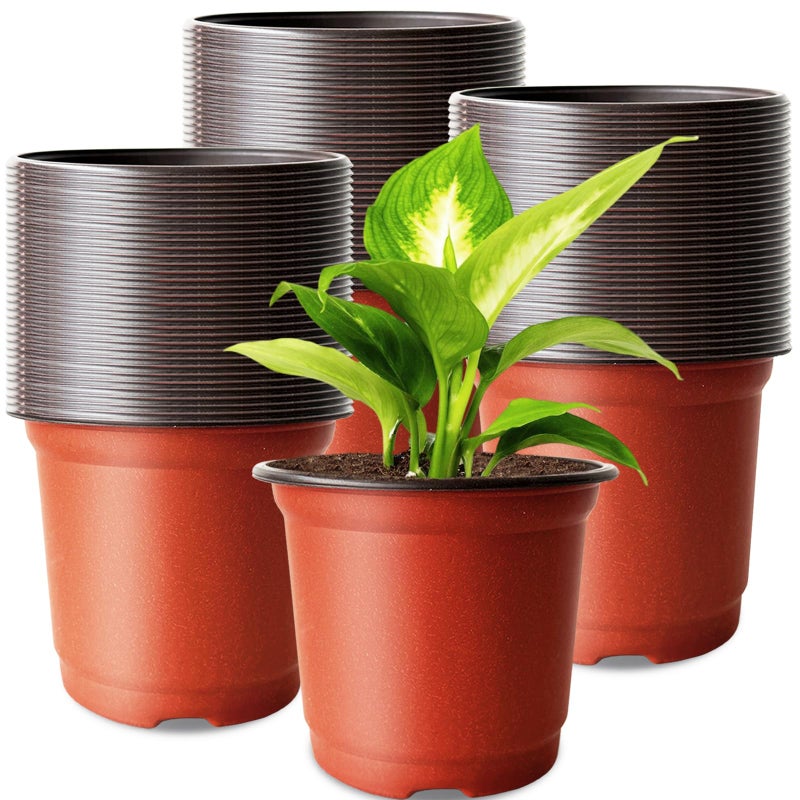 Baaxxango 200 Pcs Plastic Nursery Pots 4 Inch Seedling Starting Pot With Holes Flower Plant Container For Succulent Seed Cuttings Transplanting - Image 1