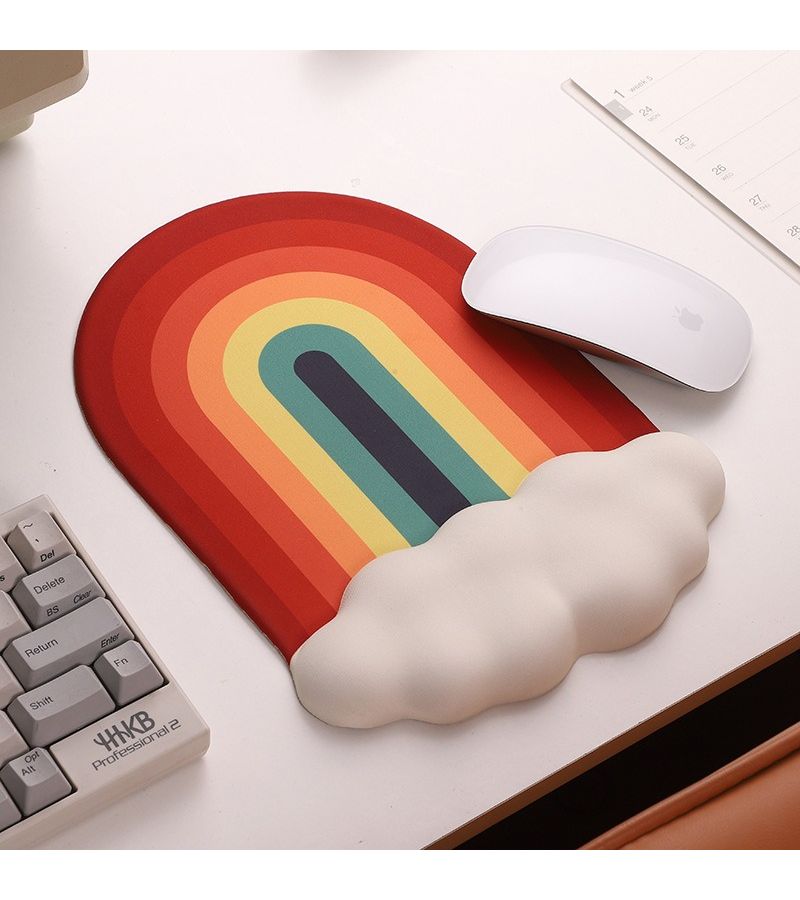 White Cloud Silicone Ergonomic Memory Foam Wrist Rest Mouse Pad Non Slip - Image 5