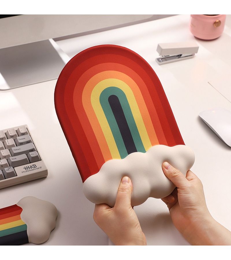 White Cloud Silicone Ergonomic Memory Foam Wrist Rest Mouse Pad Non Slip - Image 1