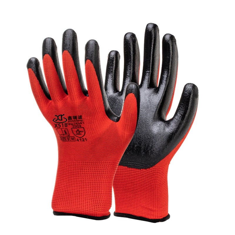 Wear-Resistant Labor Protection Gloves Nitrile Reinforced Finger Protection Gloves Nitrile Oil-Resistant Wear-Resistant Non-Slip Coated Gloves - Image 1