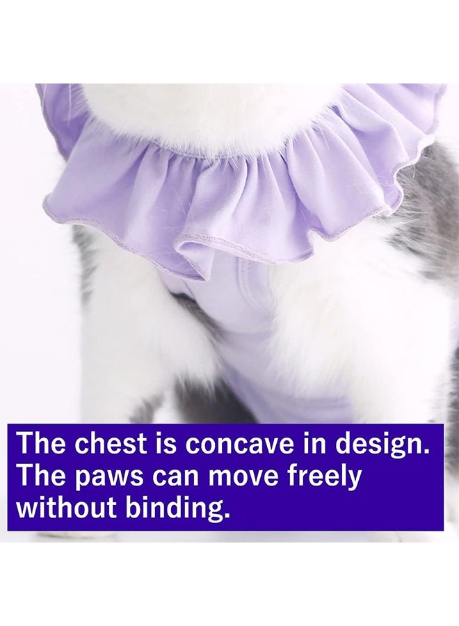 Cat Surgery Recovery Suit Kitten Onesie for Cats After Surgery Female Breathable Kitty Spay Suit for Abdominal Wound Skin Diseases E-Collar Alternative Wear(Purple,M) - Image 4