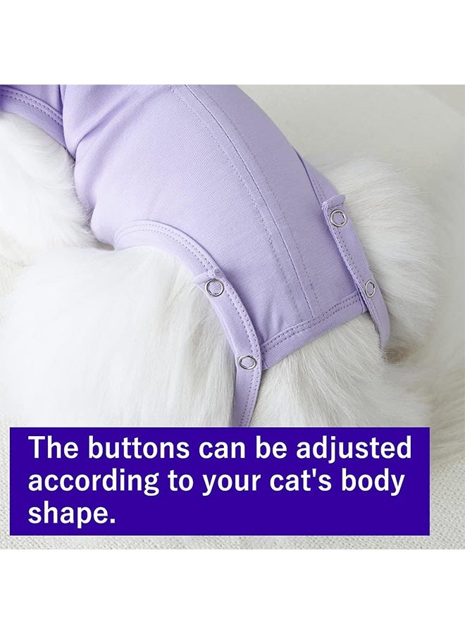 Cat Surgery Recovery Suit Kitten Onesie for Cats After Surgery Female Breathable Kitty Spay Suit for Abdominal Wound Skin Diseases E-Collar Alternative Wear(Purple,M) - Image 3