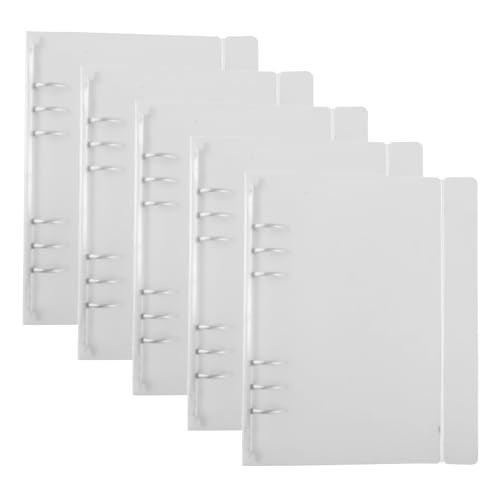 BAOFALI 5PCS A5 6 Ring Binder Cover Clean Transparent Soft PVC with Matching Rubber Band for Refillable Notebook Shell with Matte Surface for Stamp & Die Storage（9x6.9inch /23x17.5cm） - Image 1