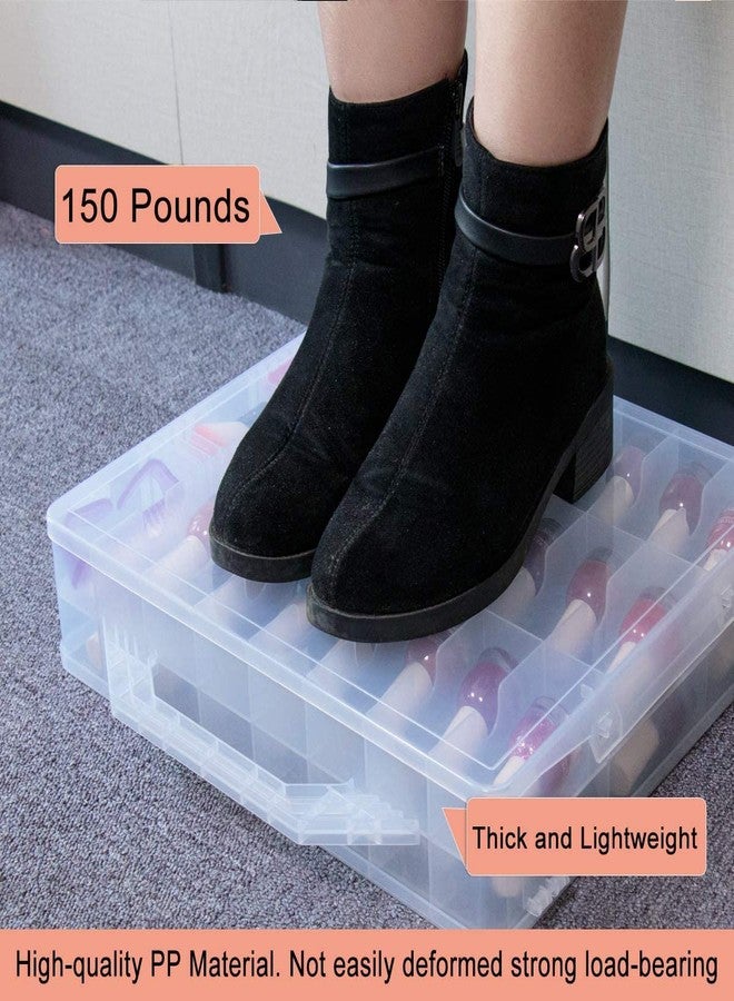 SUBAY 2 Pcs Portable Nail Polish Organizer, Clear Double Side Nail Polish Holder ,Gel Nail Storage for 48 Bottles with 6 Adjustable Dividers in Each Side Space Saver - Image 4