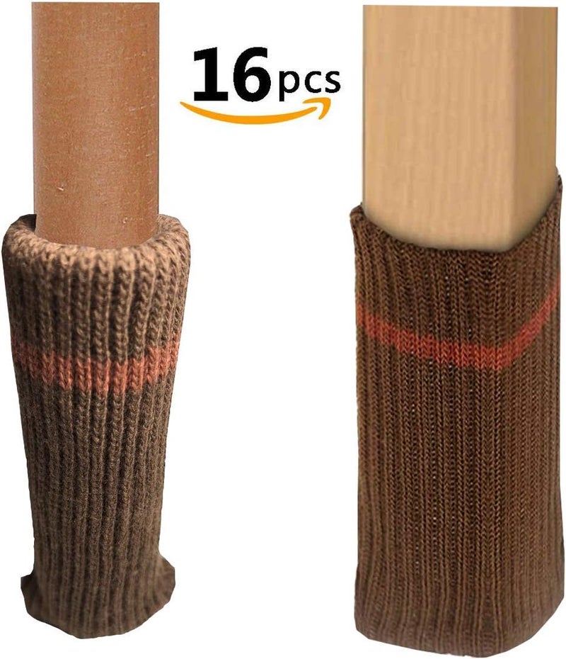 TEKEFT 16pcs Knitting Wool Furniture Socks/Chair Leg Floor Protector (16 Coffee) - Image 2